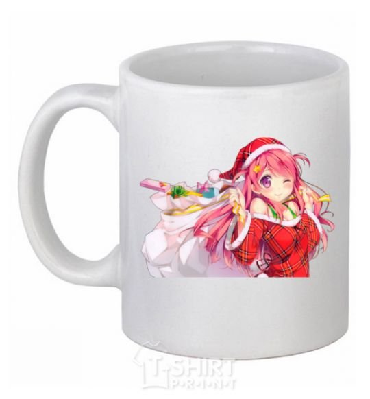 Ceramic mug Anime girl santa White фото