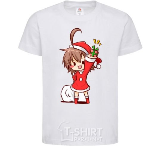 Детская футболка Аниме девочка санта Белый фото