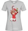 Women's T-shirt Anime santa girl grey фото