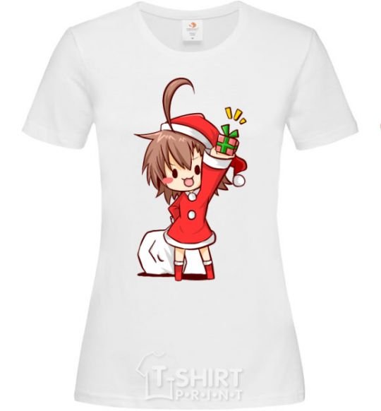 Women's T-shirt Anime santa girl White фото