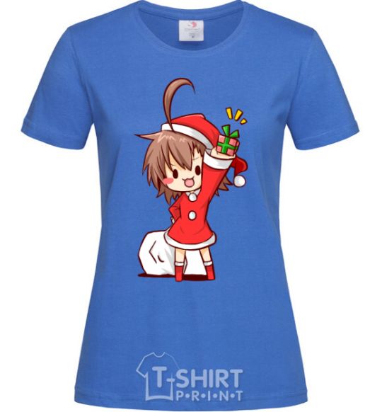 Women's T-shirt Anime santa girl royal-blue фото