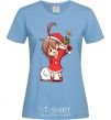 Women's T-shirt Anime santa girl sky-blue фото