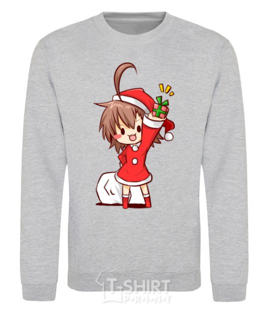 Sweatshirt Anime santa girl sport-grey фото