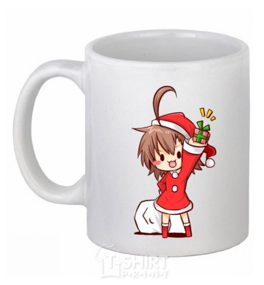 Ceramic mug Anime santa girl White фото