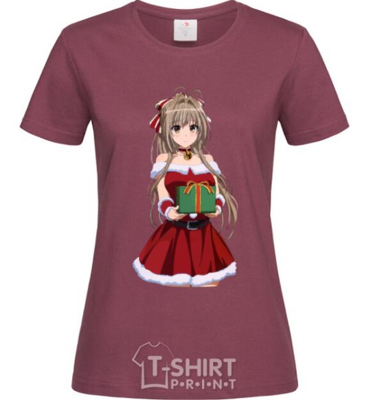 Women's T-shirt Anime with a gift burgundy фото