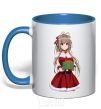 Mug with a colored handle Anime with a gift royal-blue фото