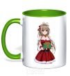 Mug with a colored handle Anime with a gift kelly-green фото