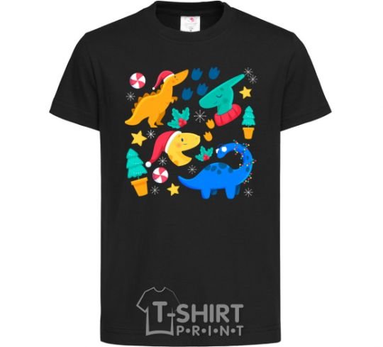 Kids T-shirt Dinosaurs for New Year's Eve black фото