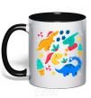 Mug with a colored handle Dinosaurs for New Year's Eve black фото