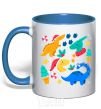 Mug with a colored handle Dinosaurs for New Year's Eve royal-blue фото