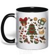 Mug with a colored handle New Year's Eve set black фото