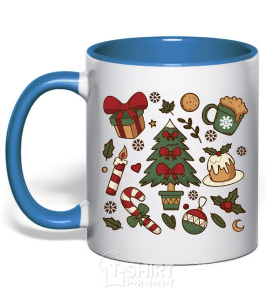 Mug with a colored handle New Year's Eve set royal-blue фото