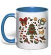 Mug with a colored handle New Year's Eve set royal-blue фото