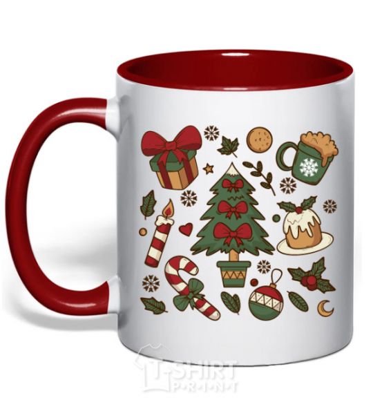 Mug with a colored handle New Year's Eve set red фото