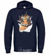 Men`s hoodie The tiger is watching navy-blue фото