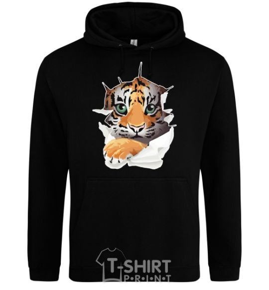 Men`s hoodie The tiger is watching black фото