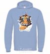 Men`s hoodie The tiger is watching sky-blue фото