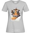 Women's T-shirt The tiger is watching grey фото