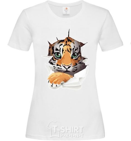 Women's T-shirt The tiger is watching White фото