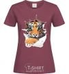 Women's T-shirt The tiger is watching burgundy фото