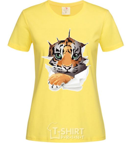 Women's T-shirt The tiger is watching cornsilk фото