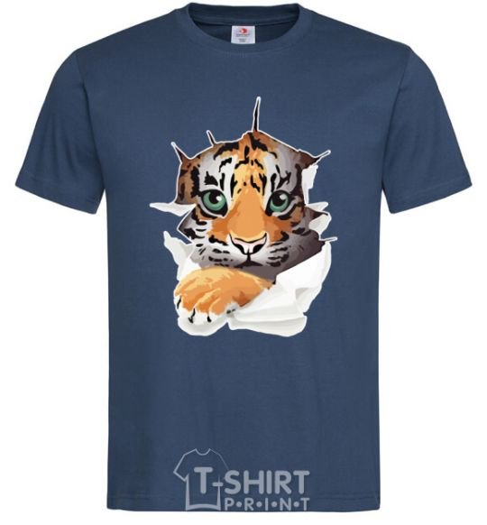 Men's T-Shirt The tiger is watching navy-blue фото