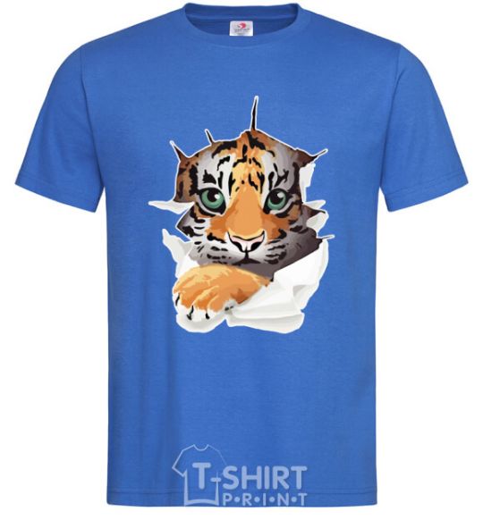 Men's T-Shirt The tiger is watching royal-blue фото