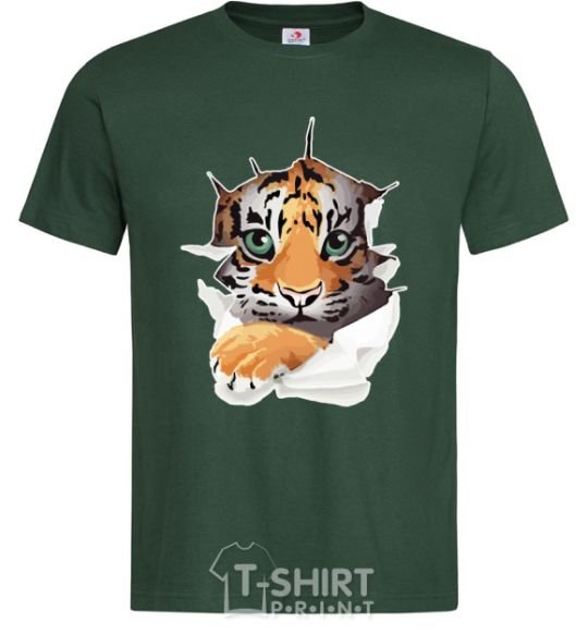 Men's T-Shirt The tiger is watching bottle-green фото