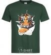 Men's T-Shirt The tiger is watching bottle-green фото