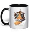 Mug with a colored handle The tiger is watching black фото