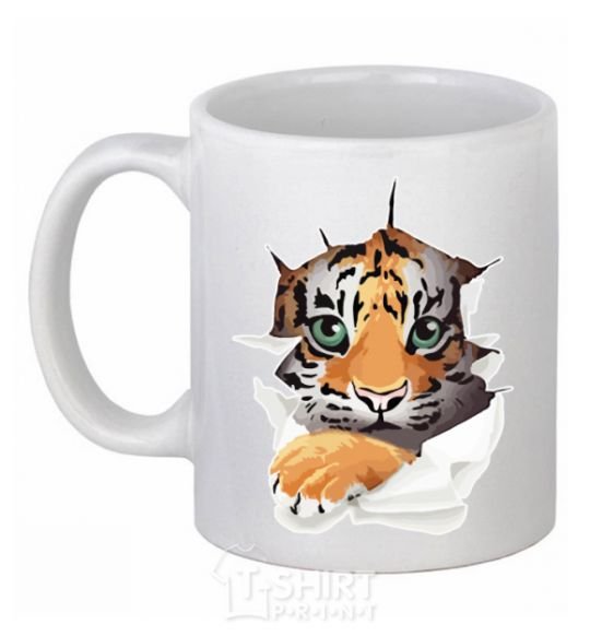 Ceramic mug The tiger is watching White фото