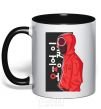 Mug with a colored handle Squid game black фото