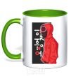 Mug with a colored handle Squid game kelly-green фото