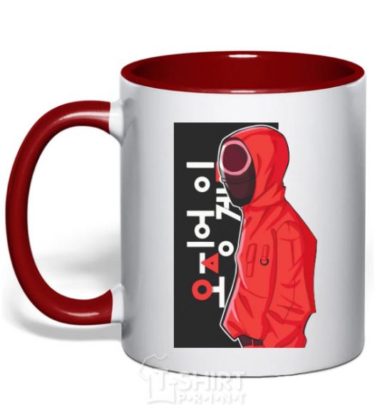 Mug with a colored handle Squid game red фото