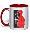 Mug with a colored handle Squid game red фото