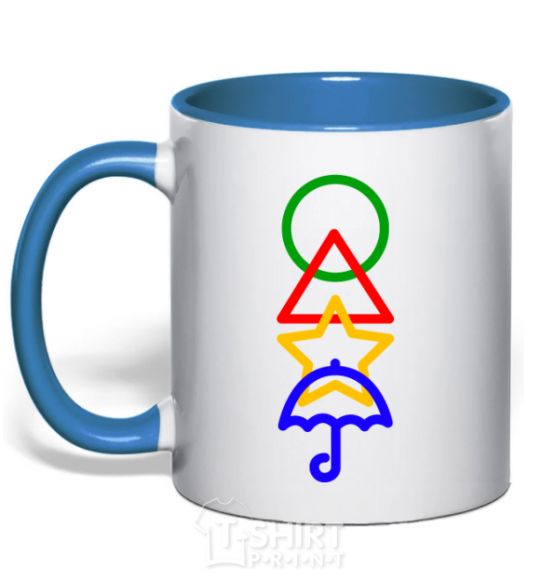 Mug with a colored handle Squid Icons Game royal-blue фото