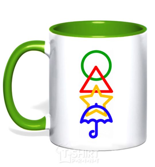 Mug with a colored handle Squid Icons Game kelly-green фото