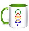 Mug with a colored handle Squid Icons Game kelly-green фото