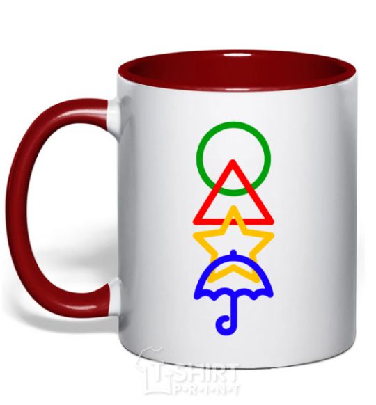 Mug with a colored handle Squid Icons Game red фото