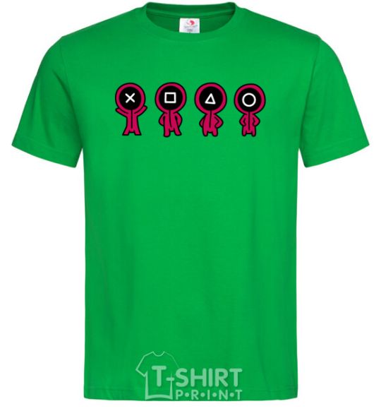 Мужская футболка Игра в кальмара человечки Зеленый фото