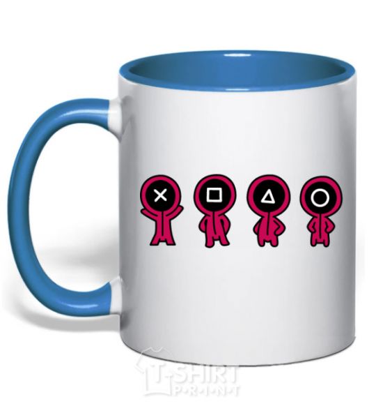 Mug with a colored handle Squid Man Game royal-blue фото