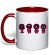 Mug with a colored handle Squid Man Game red фото