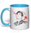 Mug with a colored handle The squid game sky-blue фото