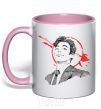 Mug with a colored handle The squid game light-pink фото