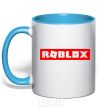 Чашка с цветной ручкой Roblox logo Голубой фото