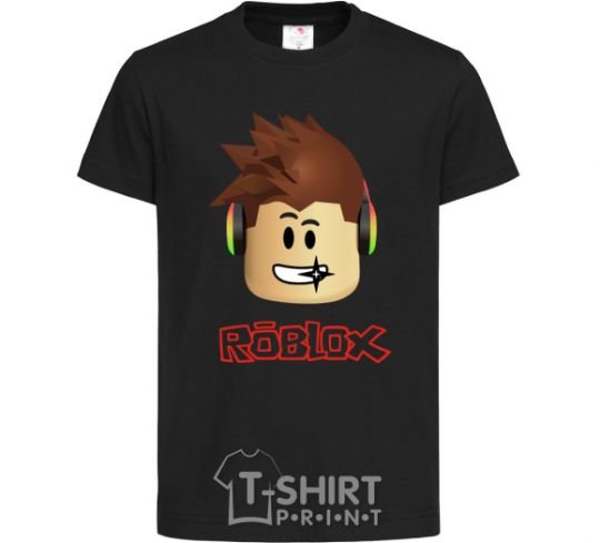 Kids T-shirt Roblox head black фото