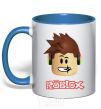 Mug with a colored handle Roblox head royal-blue фото