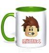 Mug with a colored handle Roblox head kelly-green фото