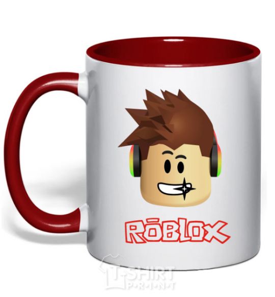 Mug with a colored handle Roblox head red фото