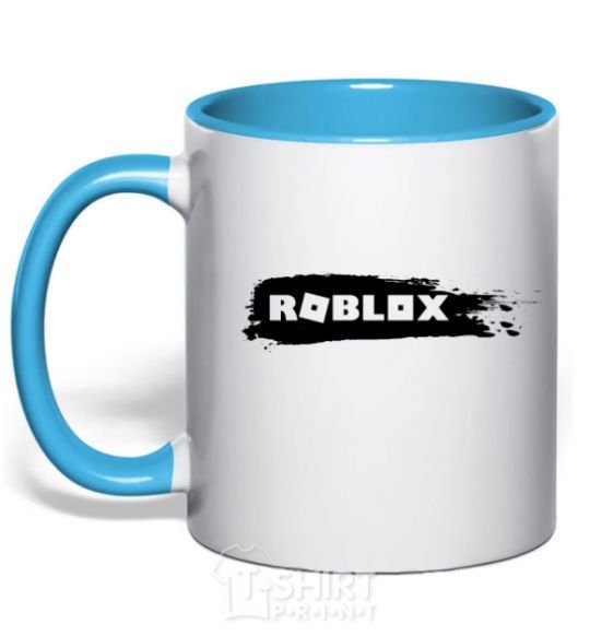 Mug with a colored handle roblox paint sky-blue фото